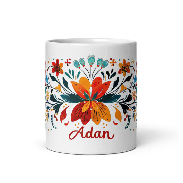 Adán Exclusive Name Art Piece Home Office Work Coffee Mug Mexican Spanish Pride Gift Cup One-Of-A-Kind Calligraphy White Glossy Mug | A8 Mexicada