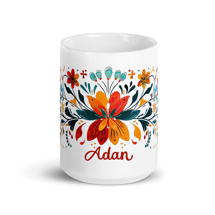 Adán Exclusive Name Art Piece Home Office Work Coffee Mug Mexican Spanish Pride Gift Cup One-Of-A-Kind Calligraphy White Glossy Mug | A8 Mexicada