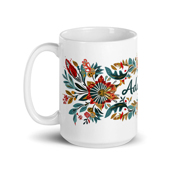 Addison Exclusive Name Art Piece Home Office Work Coffee Mug Mexican Spanish Pride Gift Cup One - Of - A - Kind Calligraphy White Glossy Mug | A16 - Mexicada