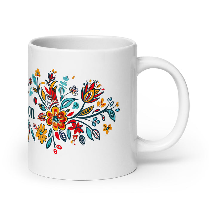 Addison Exclusive Name Art Piece Home Office Work Coffee Mug Mexican Spanish Pride Gift Cup One - Of - A - Kind Calligraphy White Glossy Mug | A17 - Mexicada