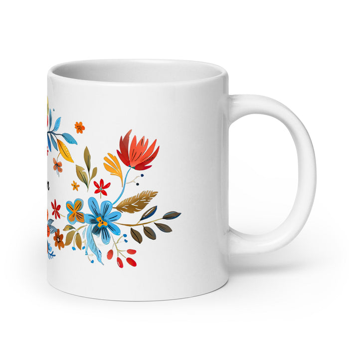 Addison Exclusive Name Art Piece Home Office Work Coffee Mug Mexican Spanish Pride Gift Cup One - Of - A - Kind Calligraphy White Glossy Mug | A5 - Mexicada