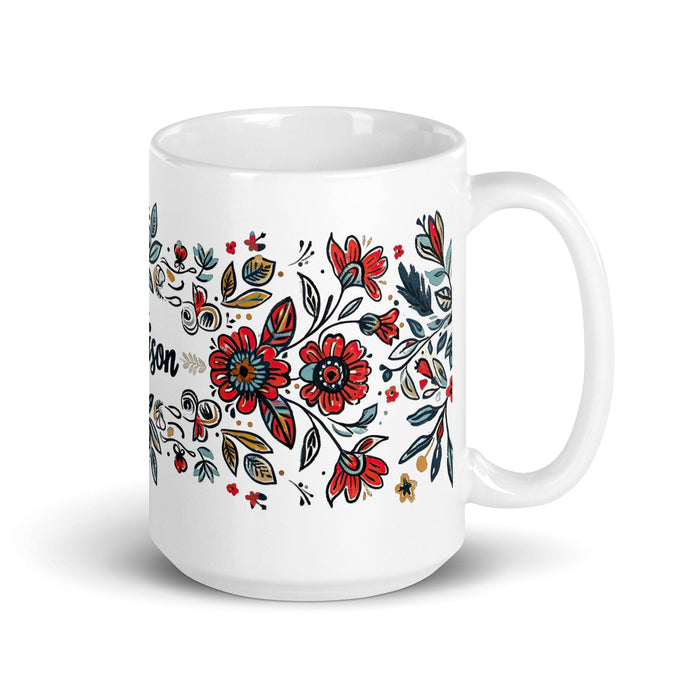 Addison Exclusive Name Art Piece Home Office Work Coffee Mug Mexican Spanish Pride Gift Cup One-Of-A-Kind Calligraphy White Glossy Mug | A6 Mexicada 15 oz