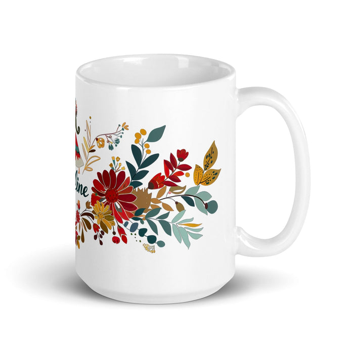 Adeline Exclusive Name Art Piece Home Office Work Coffee Mug Mexican Spanish Pride Gift Cup One-Of-A-Kind Calligraphy White Glossy Mug | A10 Mexicada 15 oz