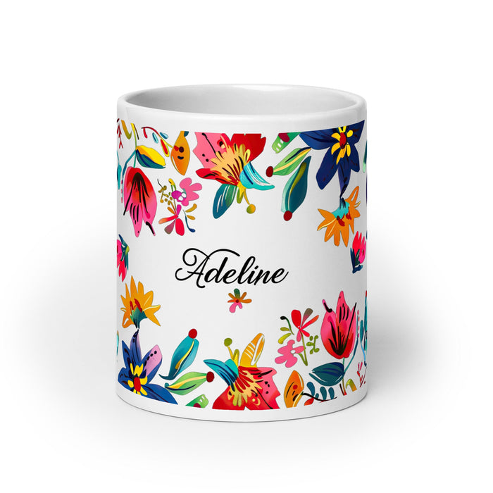 Adeline Exclusive Name Art Piece Home Office Work Coffee Mug Mexican Spanish Pride Gift Cup One - Of - A - Kind Calligraphy White Glossy Mug | A11 - Mexicada