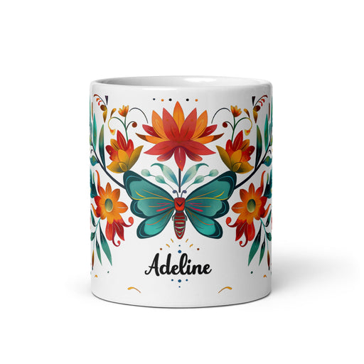 Adeline Exclusive Name Art Piece Home Office Work Coffee Mug Mexican Spanish Pride Gift Cup One - Of - A - Kind Calligraphy White Glossy Mug | A12 - Mexicada