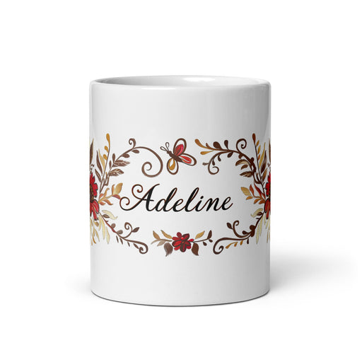 Adeline Exclusive Name Art Piece Home Office Work Coffee Mug Mexican Spanish Pride Gift Cup One - Of - A - Kind Calligraphy White Glossy Mug | A13 - Mexicada