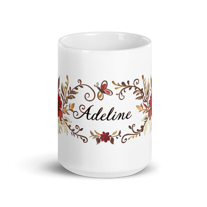 Adeline Exclusive Name Art Piece Home Office Work Coffee Mug Mexican Spanish Pride Gift Cup One - Of - A - Kind Calligraphy White Glossy Mug | A13 - Mexicada