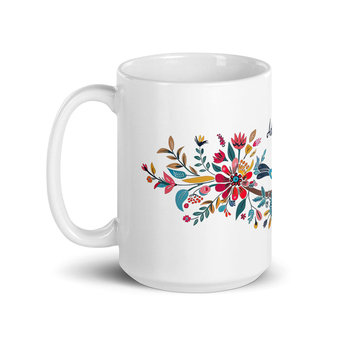 Adeline Exclusive Name Art Piece Home Office Work Coffee Mug Mexican Spanish Pride Gift Cup One - Of - A - Kind Calligraphy White Glossy Mug | A15 - Mexicada