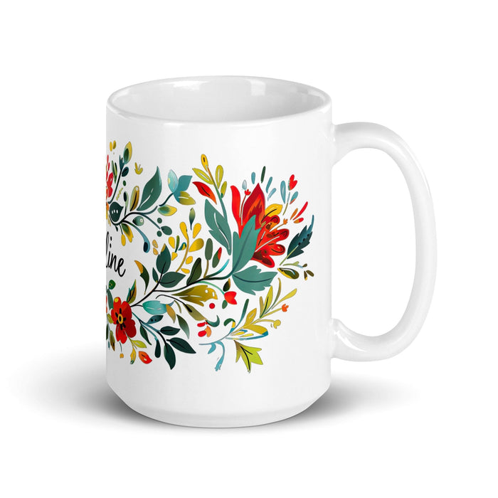 Adeline Exclusive Name Art Piece Home Office Work Coffee Mug Mexican Spanish Pride Gift Cup One-Of-A-Kind Calligraphy White Glossy Mug | A16 Mexicada 15 oz