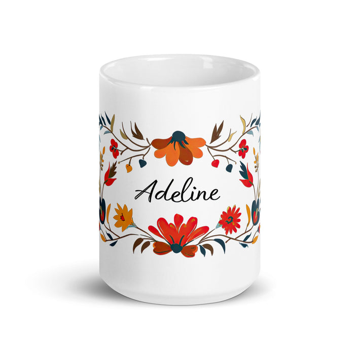 Adeline Exclusive Name Art Piece Home Office Work Coffee Mug Mexican Spanish Pride Gift Cup One - Of - A - Kind Calligraphy White Glossy Mug | A17 - Mexicada