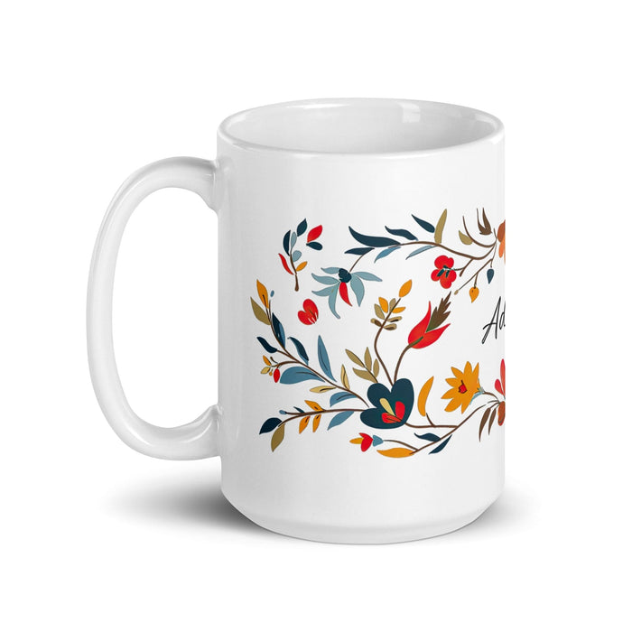 Adeline Exclusive Name Art Piece Home Office Work Coffee Mug Mexican Spanish Pride Gift Cup One-Of-A-Kind Calligraphy White Glossy Mug | A17 Mexicada