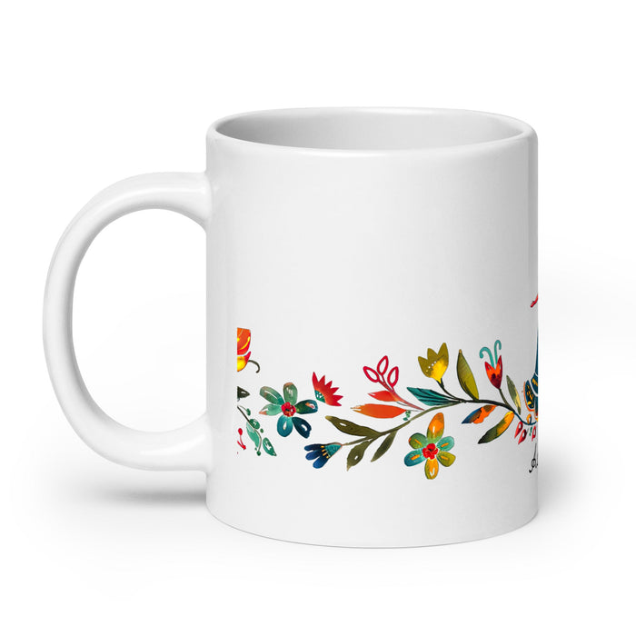 Adeline Exclusive Name Art Piece Home Office Work Coffee Mug Mexican Spanish Pride Gift Cup One - Of - A - Kind Calligraphy White Glossy Mug | A2 - Mexicada