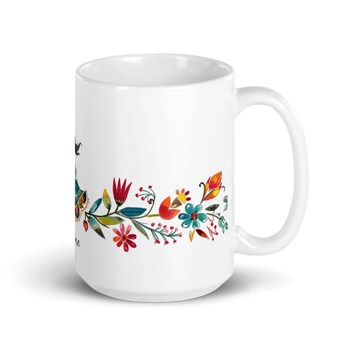 Adeline Exclusive Name Art Piece Home Office Work Coffee Mug Mexican Spanish Pride Gift Cup One-Of-A-Kind Calligraphy White Glossy Mug | A2 Mexicada 15 oz