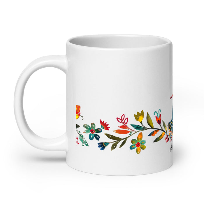 Adeline Exclusive Name Art Piece Home Office Work Coffee Mug Mexican Spanish Pride Gift Cup One-Of-A-Kind Calligraphy White Glossy Mug | A2 Mexicada