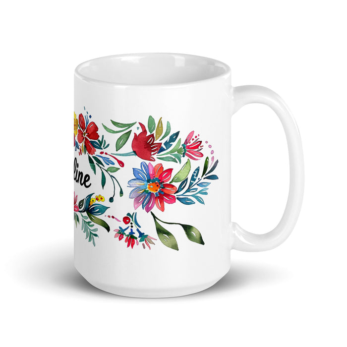 Adeline Exclusive Name Art Piece Home Office Work Coffee Mug Mexican Spanish Pride Gift Cup One - Of - A - Kind Calligraphy White Glossy Mug | A3 - Mexicada