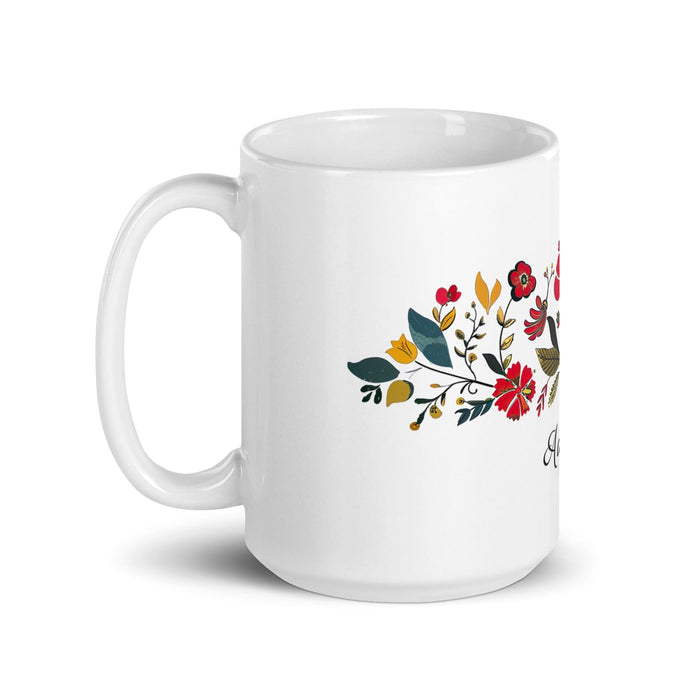 Adeline Exclusive Name Art Piece Home Office Work Coffee Mug Mexican Spanish Pride Gift Cup One-Of-A-Kind Calligraphy White Glossy Mug | A4 Mexicada