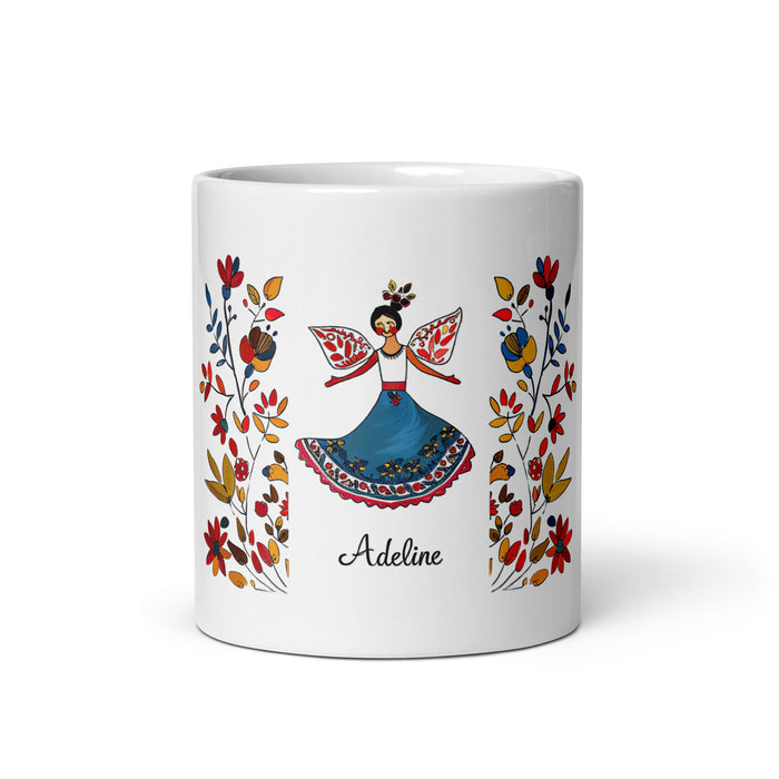 Adeline Exclusive Name Art Piece Home Office Work Coffee Mug Mexican Spanish Pride Gift Cup One - Of - A - Kind Calligraphy White Glossy Mug | A5 - Mexicada