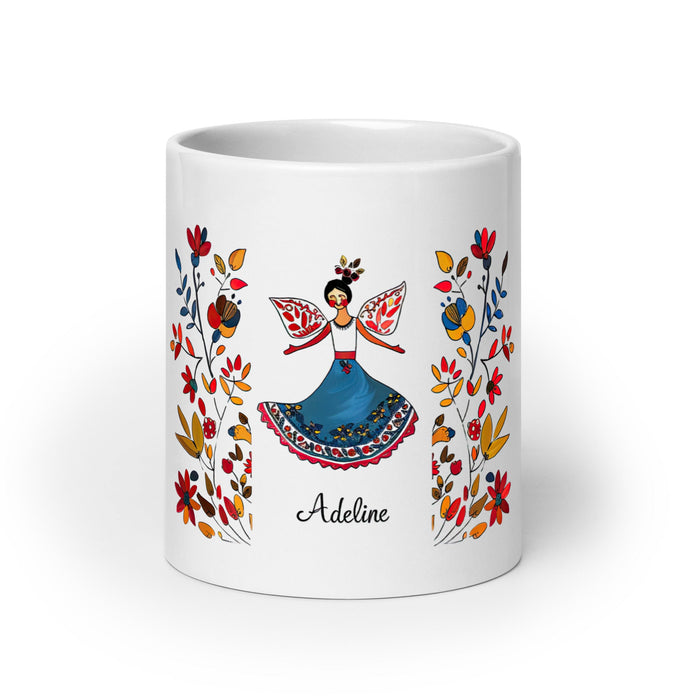 Adeline Exclusive Name Art Piece Home Office Work Coffee Mug Mexican Spanish Pride Gift Cup One - Of - A - Kind Calligraphy White Glossy Mug | A5 - Mexicada