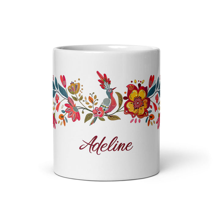 Adeline Exclusive Name Art Piece Home Office Work Coffee Mug Mexican Spanish Pride Gift Cup One - Of - A - Kind Calligraphy White Glossy Mug | A6 - Mexicada