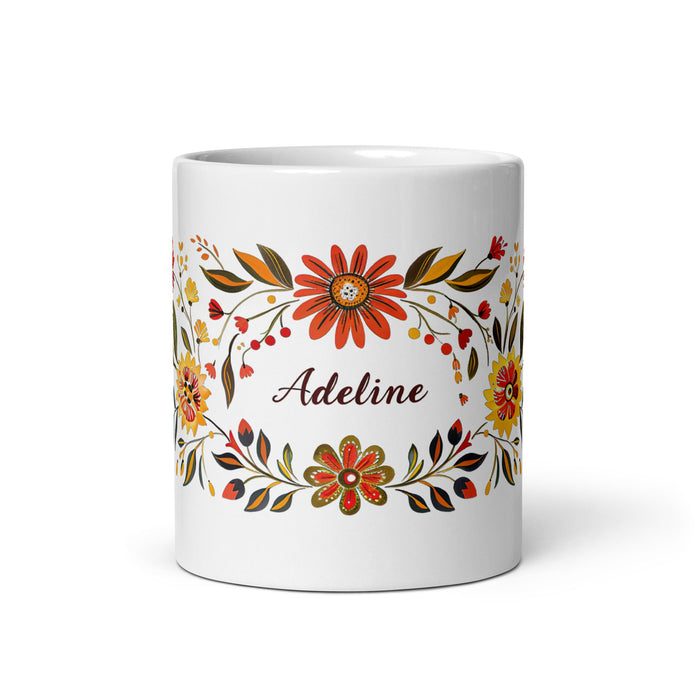 Adeline Exclusive Name Art Piece Home Office Work Coffee Mug Mexican Spanish Pride Gift Cup One - Of - A - Kind Calligraphy White Glossy Mug | A7 - Mexicada