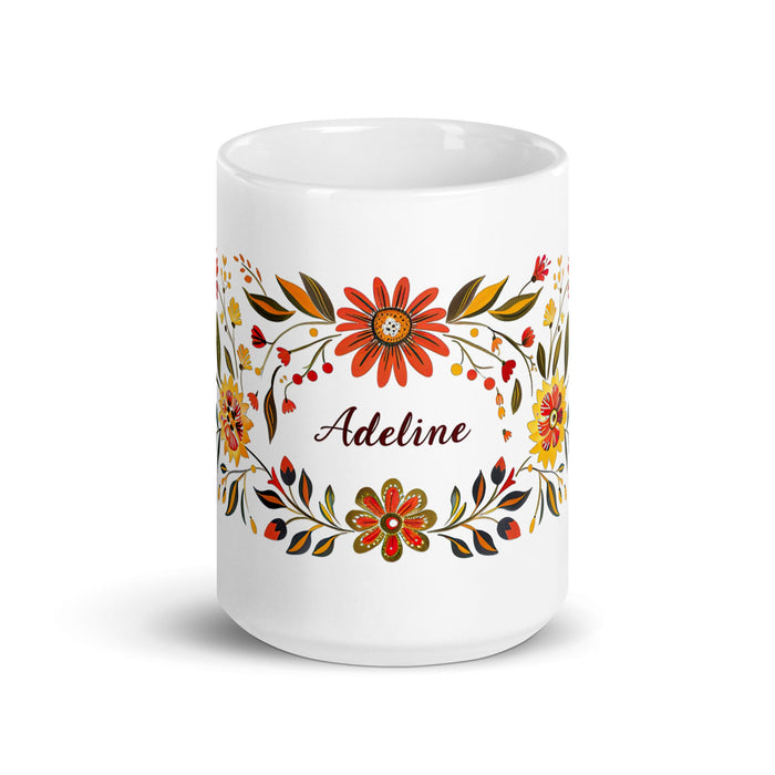 Adeline Exclusive Name Art Piece Home Office Work Coffee Mug Mexican Spanish Pride Gift Cup One - Of - A - Kind Calligraphy White Glossy Mug | A7 - Mexicada