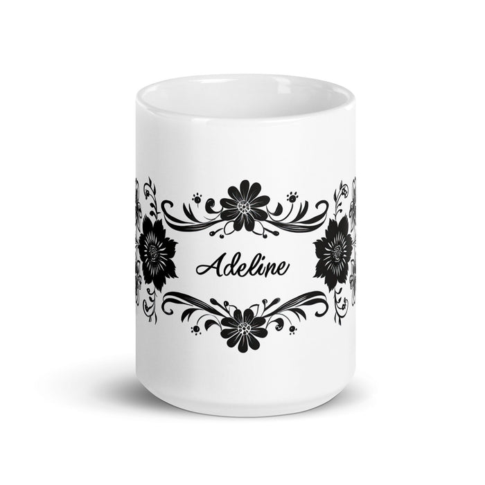 Adeline Exclusive Name Art Piece Home Office Work Coffee Mug Mexican Spanish Pride Gift Cup One - Of - A - Kind Calligraphy White Glossy Mug | A8 - Mexicada