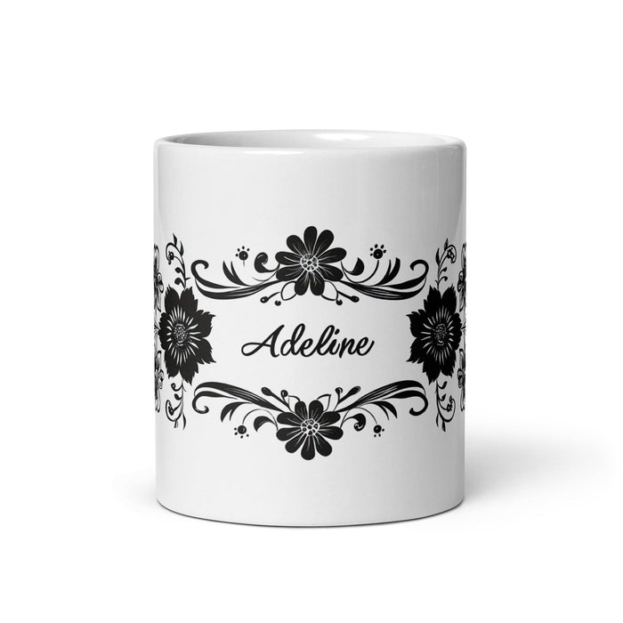 Adeline Exclusive Name Art Piece Home Office Work Coffee Mug Mexican Spanish Pride Gift Cup One-Of-A-Kind Calligraphy White Glossy Mug | A8 Mexicada