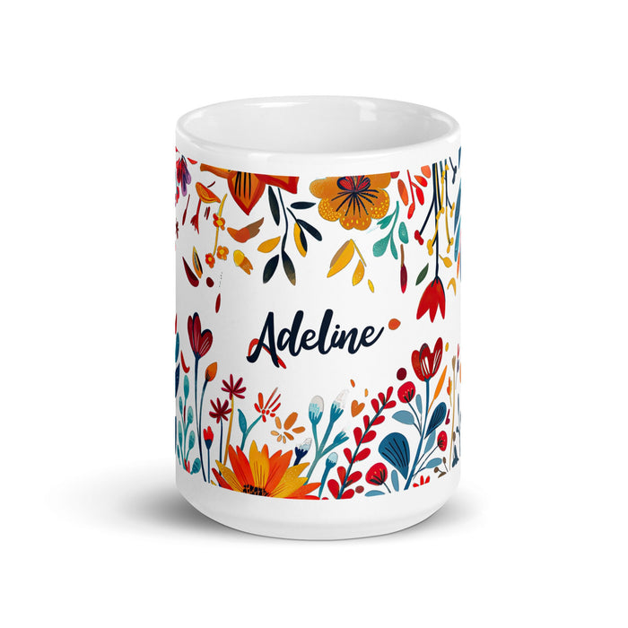 Adeline Exclusive Name Art Piece Home Office Work Coffee Mug Mexican Spanish Pride Gift Cup One - Of - A - Kind Calligraphy White Glossy Mug | A9 - Mexicada