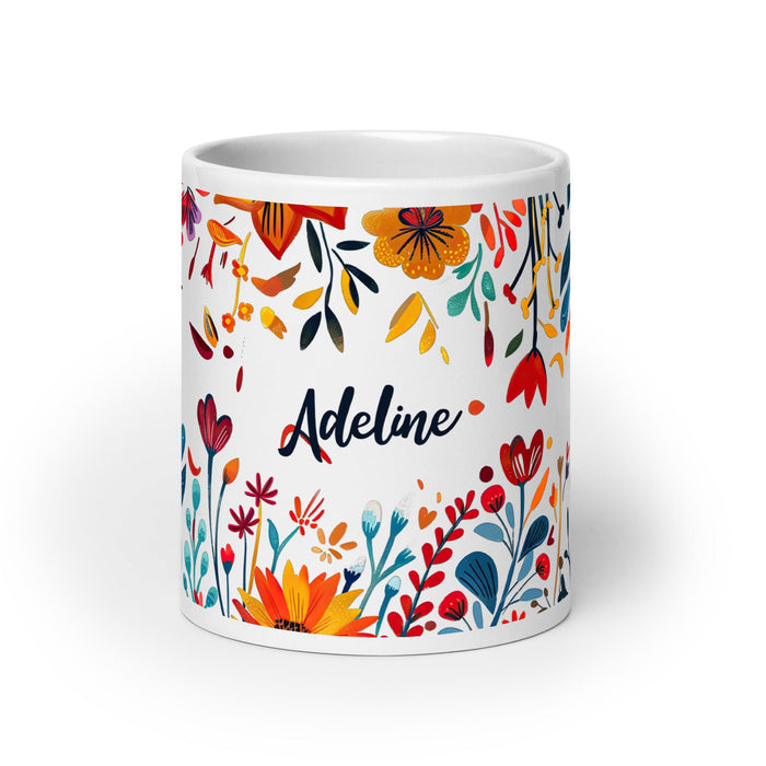 Adeline Exclusive Name Art Piece Home Office Work Coffee Mug Mexican Spanish Pride Gift Cup One - Of - A - Kind Calligraphy White Glossy Mug | A9 - Mexicada