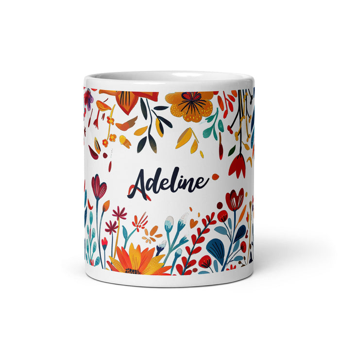 Adeline Exclusive Name Art Piece Home Office Work Coffee Mug Mexican Spanish Pride Gift Cup One - Of - A - Kind Calligraphy White Glossy Mug | A9 - Mexicada