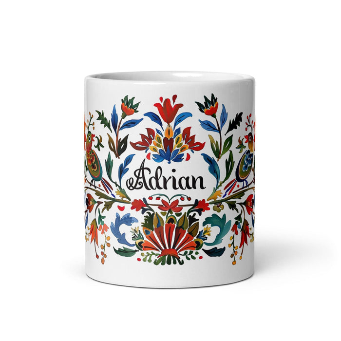 Adrian Exclusive Name Art Piece Home Office Work Coffee Mug Mexican Spanish Pride Gift Cup One-Of-A-Kind Calligraphy White Glossy Mug | A3 Mexicada