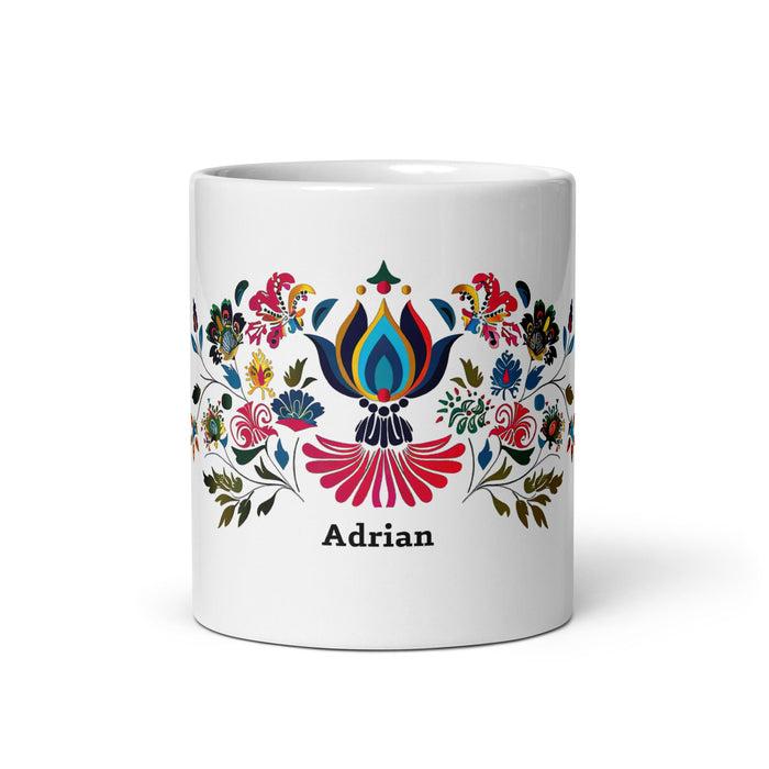 Adrian Exclusive Name Art Piece Home Office Work Coffee Mug Mexican Spanish Pride Gift Cup One - Of - A - Kind Calligraphy White Glossy Mug | A4 - Mexicada