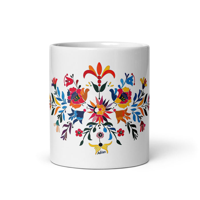 Adrian Exclusive Name Art Piece Home Office Work Coffee Mug Mexican Spanish Pride Gift Cup One - Of - A - Kind Calligraphy White Glossy Mug | A5 - Mexicada