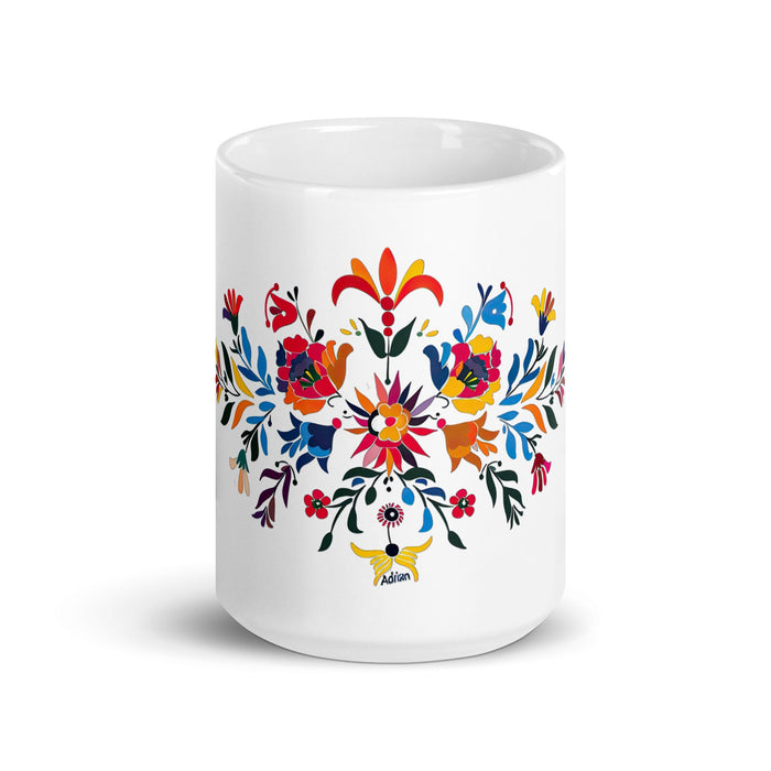 Adrian Exclusive Name Art Piece Home Office Work Coffee Mug Mexican Spanish Pride Gift Cup One - Of - A - Kind Calligraphy White Glossy Mug | A5 - Mexicada