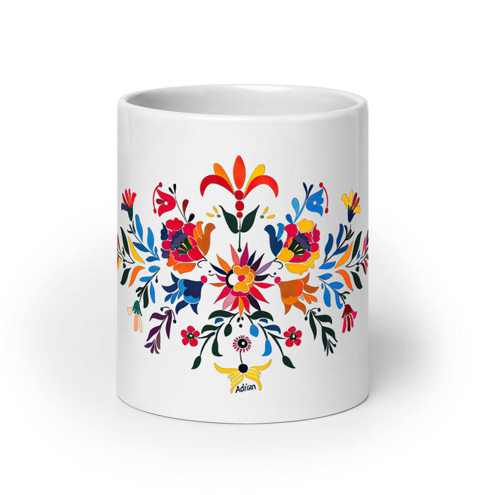 Adrian Exclusive Name Art Piece Home Office Work Coffee Mug Mexican Spanish Pride Gift Cup One - Of - A - Kind Calligraphy White Glossy Mug | A5 - Mexicada