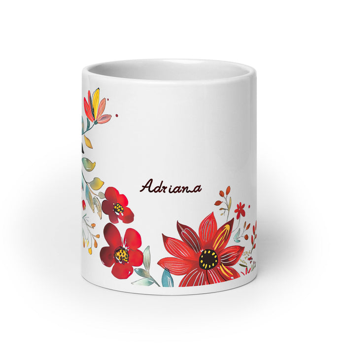 Adriana Exclusive Name Art Piece Home Office Work Coffee Mug Mexican Spanish Pride Gift Cup One - Of - A - Kind Calligraphy White Glossy Mug | A10 - Mexicada