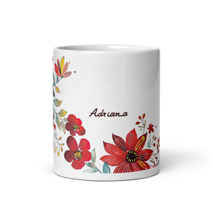 Adriana Exclusive Name Art Piece Home Office Work Coffee Mug Mexican Spanish Pride Gift Cup One - Of - A - Kind Calligraphy White Glossy Mug | A10 - Mexicada