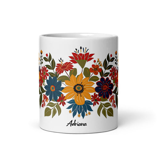 Adriana Exclusive Name Art Piece Home Office Work Coffee Mug Mexican Spanish Pride Gift Cup One - Of - A - Kind Calligraphy White Glossy Mug | A11 - Mexicada