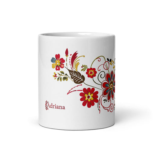 Adriana Exclusive Name Art Piece Home Office Work Coffee Mug Mexican Spanish Pride Gift Cup One-Of-A-Kind Calligraphy White Glossy Mug | A12 Mexicada