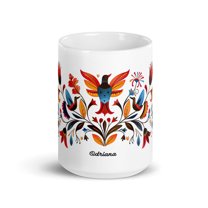 Adriana Exclusive Name Art Piece Home Office Work Coffee Mug Mexican Spanish Pride Gift Cup One-Of-A-Kind Calligraphy White Glossy Mug | A13 Mexicada