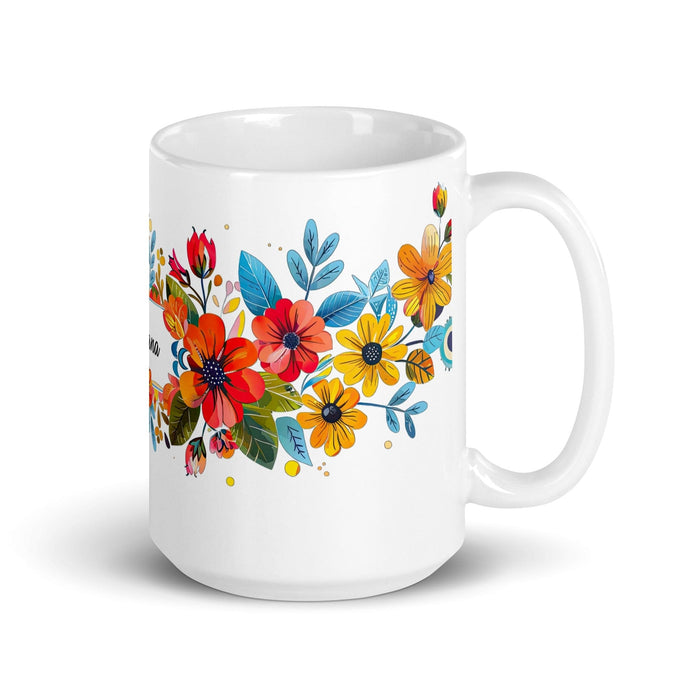 Adriana Exclusive Name Art Piece Home Office Work Coffee Mug Mexican Spanish Pride Gift Cup One-Of-A-Kind Calligraphy White Glossy Mug | A14 Mexicada 15 oz