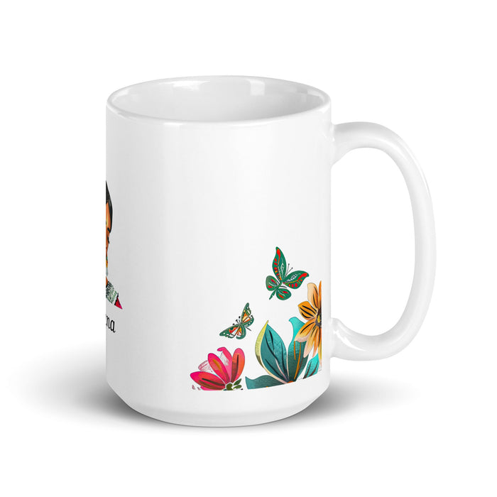 Adriana Exclusive Name Art Piece Home Office Work Coffee Mug Mexican Spanish Pride Gift Cup One - Of - A - Kind Calligraphy White Glossy Mug | A15 - Mexicada