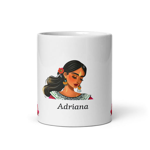 Adriana Exclusive Name Art Piece Home Office Work Coffee Mug Mexican Spanish Pride Gift Cup One-Of-A-Kind Calligraphy White Glossy Mug | A15 Mexicada