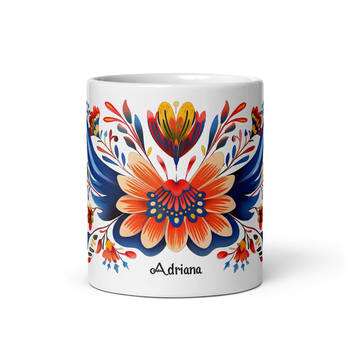 Adriana Exclusive Name Art Piece Home Office Work Coffee Mug Mexican Spanish Pride Gift Cup One - Of - A - Kind Calligraphy White Glossy Mug | A16 - Mexicada