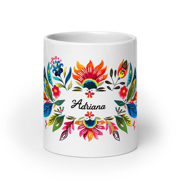 Adriana Exclusive Name Art Piece Home Office Work Coffee Mug Mexican Spanish Pride Gift Cup One - Of - A - Kind Calligraphy White Glossy Mug | A17 - Mexicada