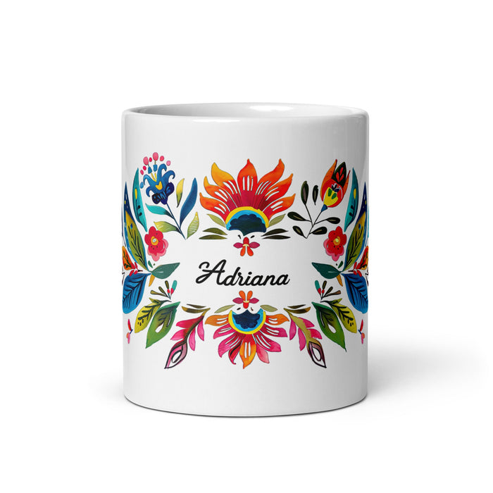 Adriana Exclusive Name Art Piece Home Office Work Coffee Mug Mexican Spanish Pride Gift Cup One - Of - A - Kind Calligraphy White Glossy Mug | A17 - Mexicada