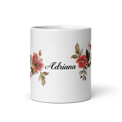 Adriana Exclusive Name Art Piece Home Office Work Coffee Mug Mexican Spanish Pride Gift Cup One-Of-A-Kind Calligraphy White Glossy Mug | A18 Mexicada