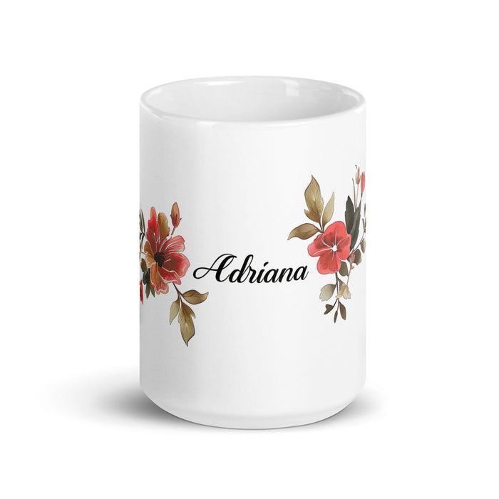 Adriana Exclusive Name Art Piece Home Office Work Coffee Mug Mexican Spanish Pride Gift Cup One-Of-A-Kind Calligraphy White Glossy Mug | A18 Mexicada