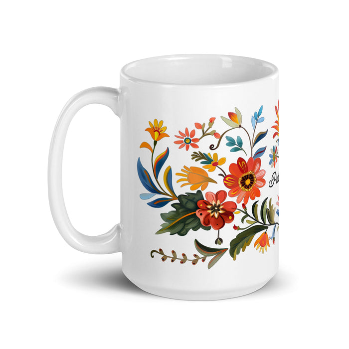 Adriana Exclusive Name Art Piece Home Office Work Coffee Mug Mexican Spanish Pride Gift Cup One - Of - A - Kind Calligraphy White Glossy Mug | A19 - Mexicada