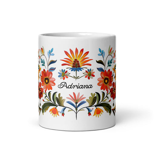 Adriana Exclusive Name Art Piece Home Office Work Coffee Mug Mexican Spanish Pride Gift Cup One - Of - A - Kind Calligraphy White Glossy Mug | A19 - Mexicada